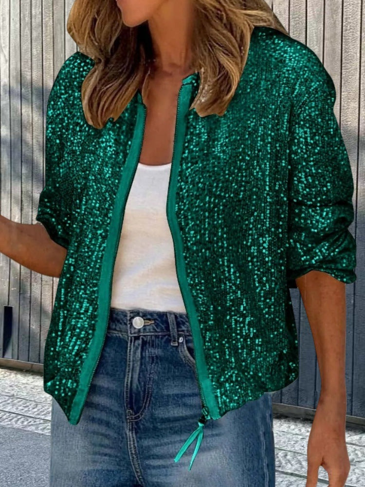 Damen Glitzerjacke Moderne Schnitt Damenkleidung