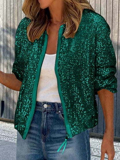 Damen Glitzerjacke Moderne Schnitt Damenkleidung