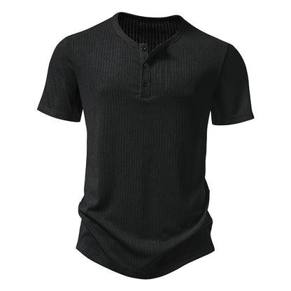 Herren Kurzarm-Shirt Modern Strukturiert Knopf-Details