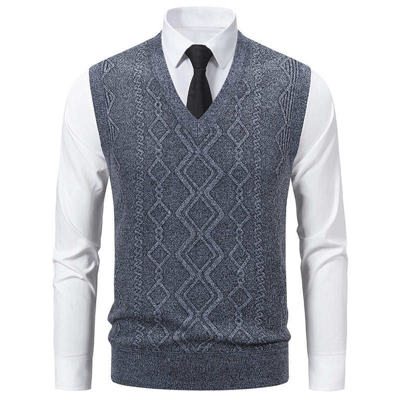 Herren Strickpullover V-Ausschnitt Struktur Optik