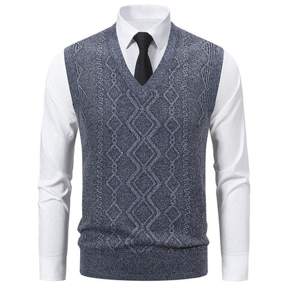 Herren Strickpullover V-Ausschnitt Struktur Optik