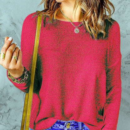 Damen Pullover Grobstrick Weit Geschnitten V-Ausschnitt