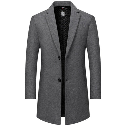 Herren Wintermantel Langschwarz Eleganter Schnitt