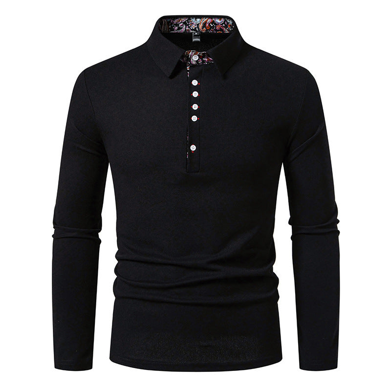 Herren Poloshirt Langarm Moderner Kragen Stil