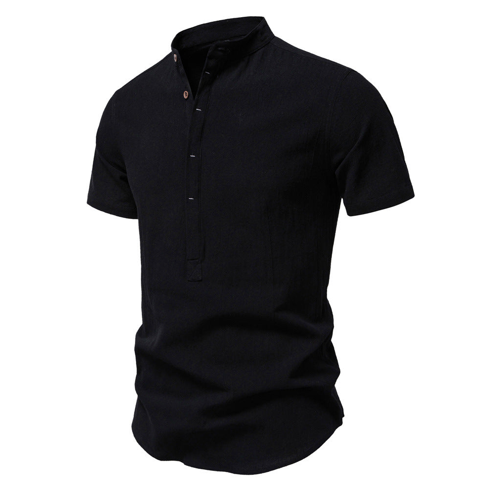 Herren Kurzarm-Shirt Modern Design Knopfleiste