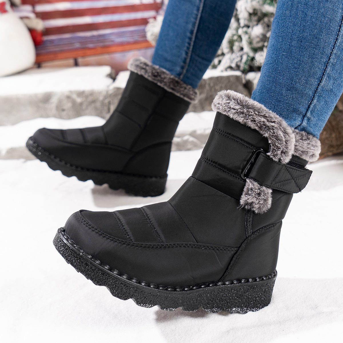 Damen Winterstiefel Warm Fleece Rutschfest