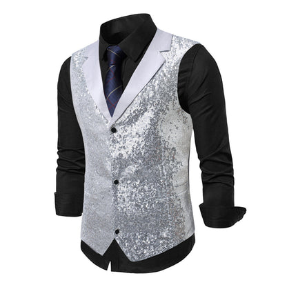 Herren Anzugweste Glitzer Effekt Klassischer Stil