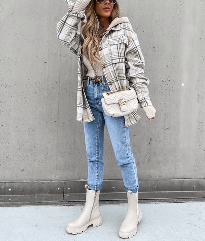 Modische Karierte Jacke Streetwear Stil