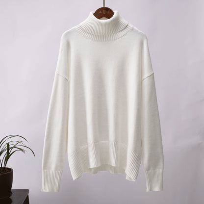 Damen Strickpullover Bequem Warm Rippborte