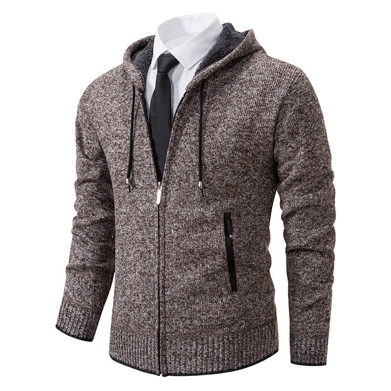 Herren Strickjacke Kapuze Weich Futter Winter