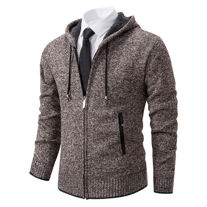 Herren Strickjacke Kapuze Weich Futter Winter