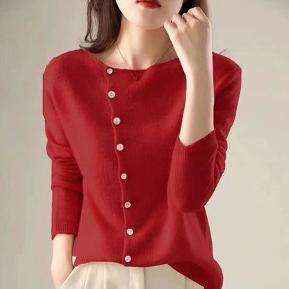Eleganter Langarm-Pullover mit Knöpfen Damen