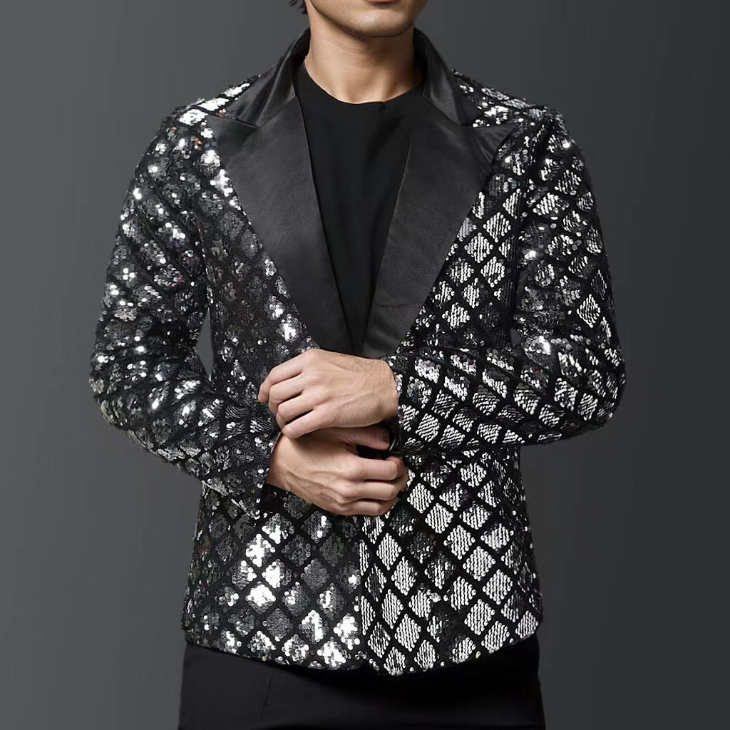 Herren Abendanzug Glitzer Blazer Luxus Pailletten Design