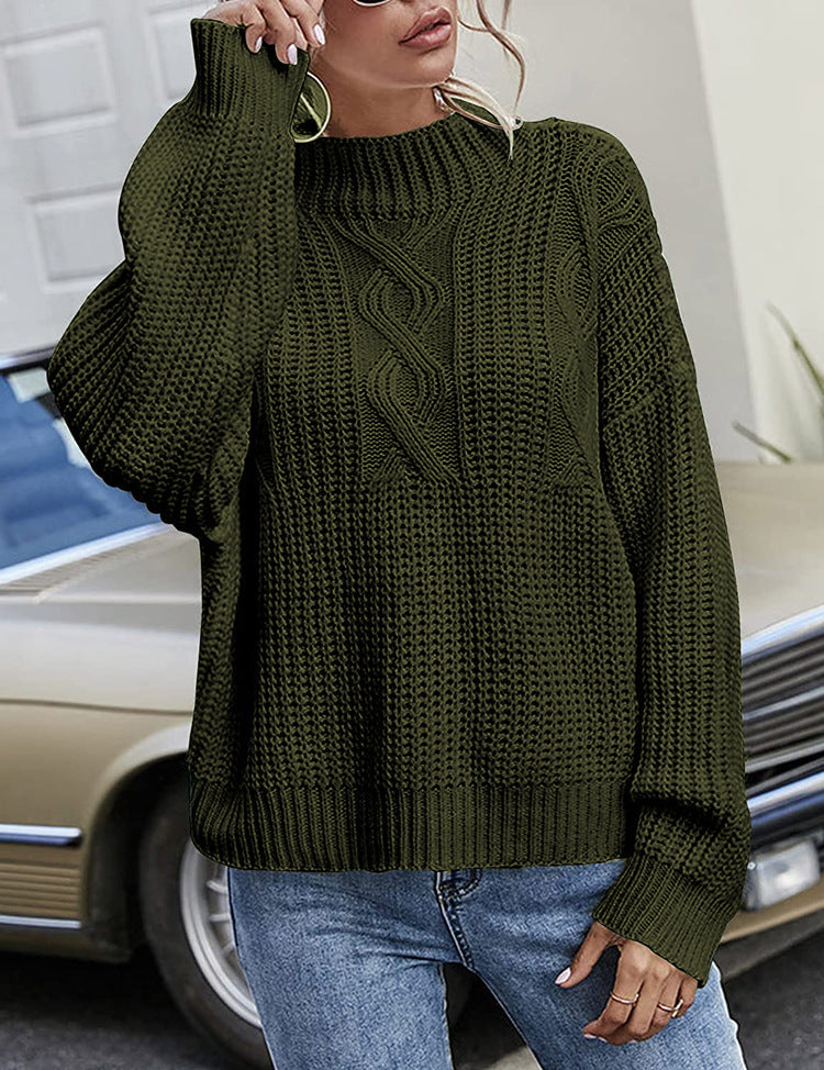 Damen Strickpullover Lässig Rundhals Großzügig
