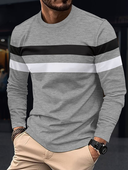 Herren Langarmshirt Sportlich Streifen Modisch