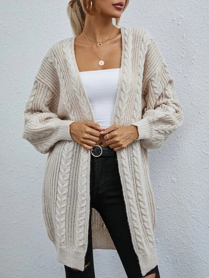 Damen Cardigan Grobstrick Oversize Lässig Zopfmuster