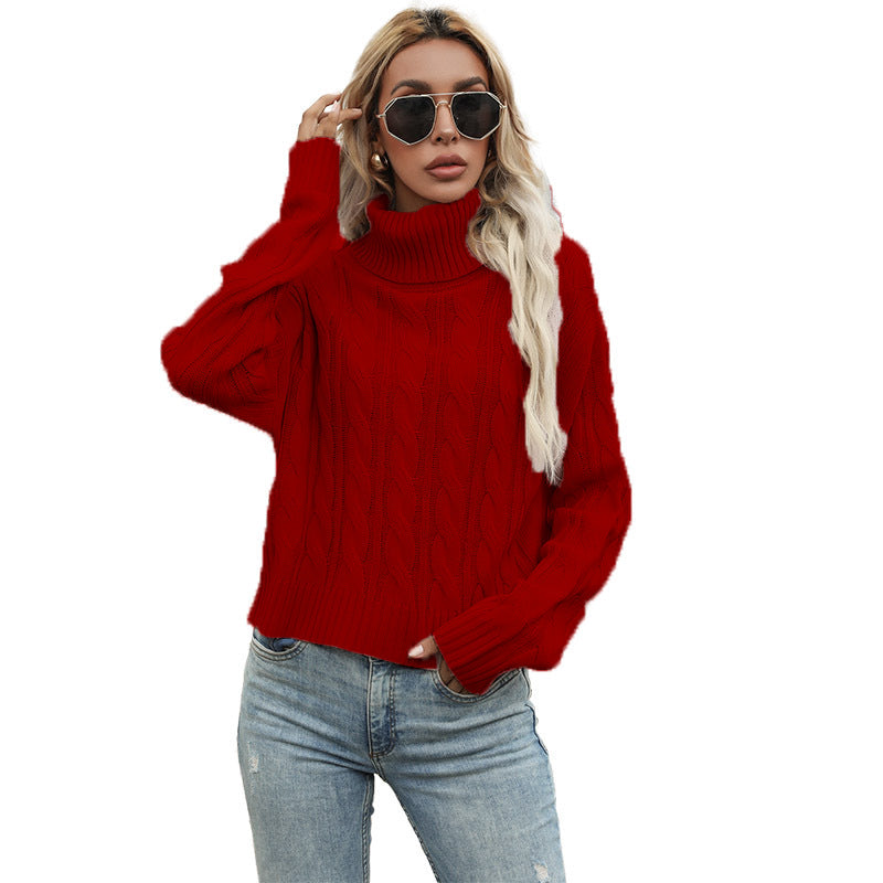 Damen Pullover Grobstrick Zopfmuster Eleganz