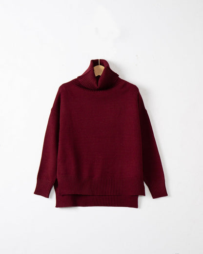 Damen Pullover Bequem Rollkragen Modern