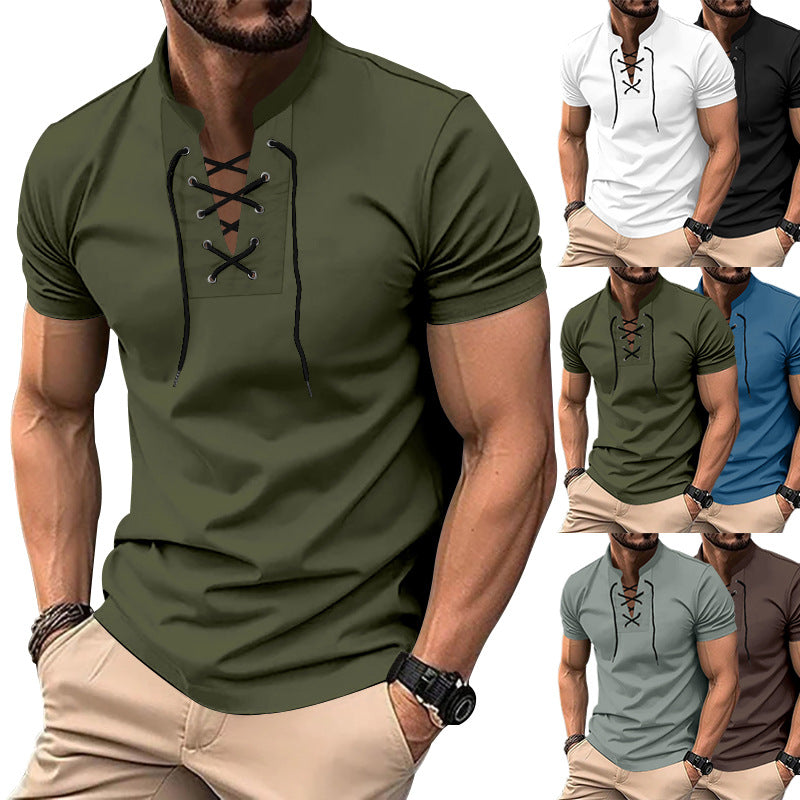 Herren Poloshirt Relaxed Fit Schnürfront - IdealeKleiden