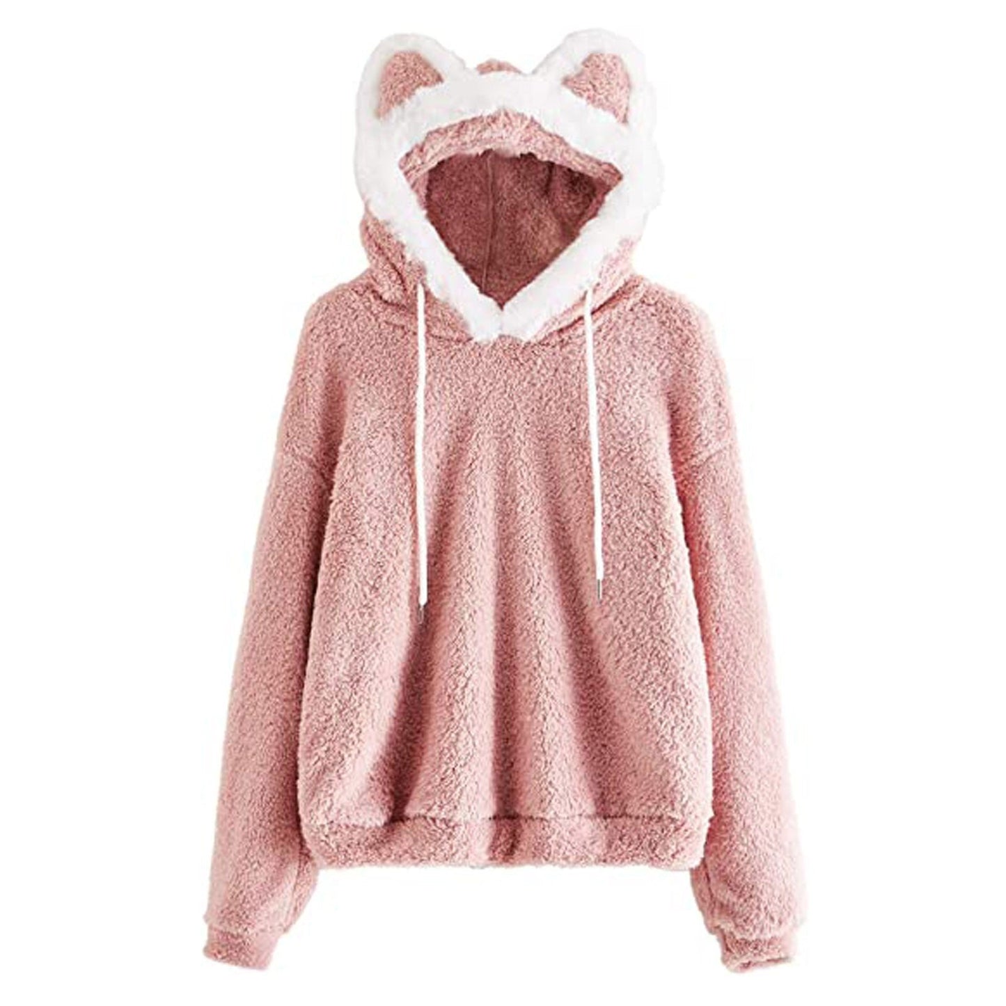 Damen Hoodie Kuschelig Katzengesicht Süß