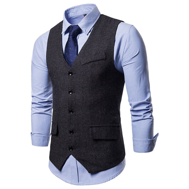 Herren Weste Klassisch Herringbone Design Praktisch