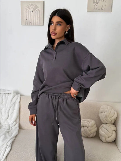 Damen Leichtes Poloshirt und Comfort Hosen Set