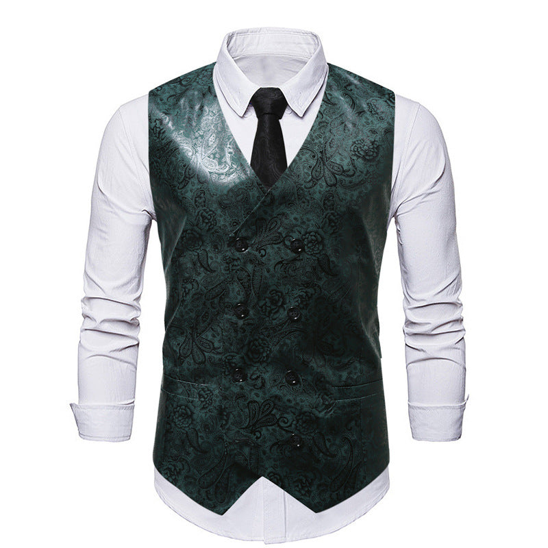 Herren Weste Elegant Blumenmuster Doppelknopf