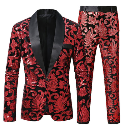 Herren Glitzer Anzug Set Elegant Abendgarderobe