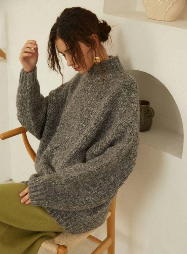 Damen Grobstrick Pullover Bequem Elegant