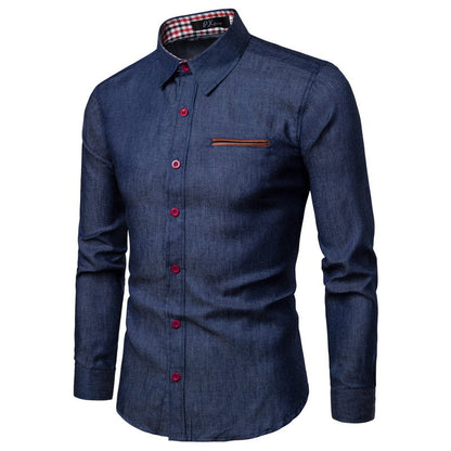 Herren Denim Hemd Klassisch Modern Kontrast
