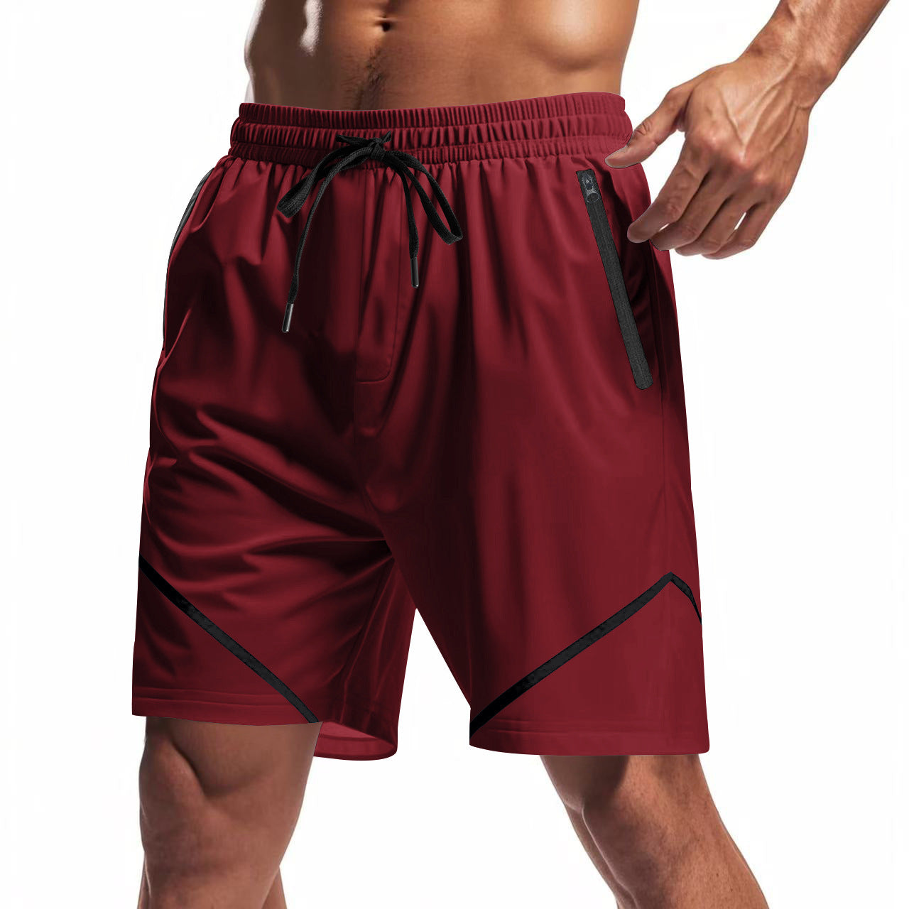 Herren Sportshorts Atmungsaktiv Mit Reißverschlusstaschen