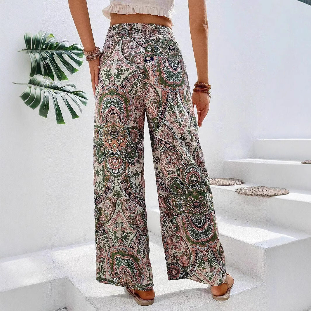 Damen Palazzo-Hose Elastisch Paisley Muster Comfort