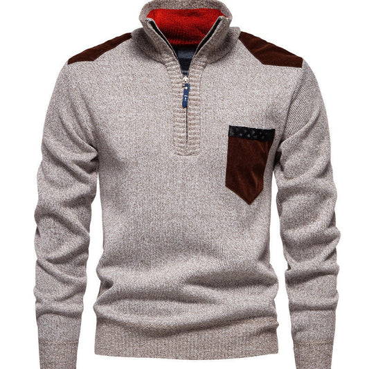 Herren Pullover Modern Halbhoch Kragen Elegantes Design - IdealeKleiden