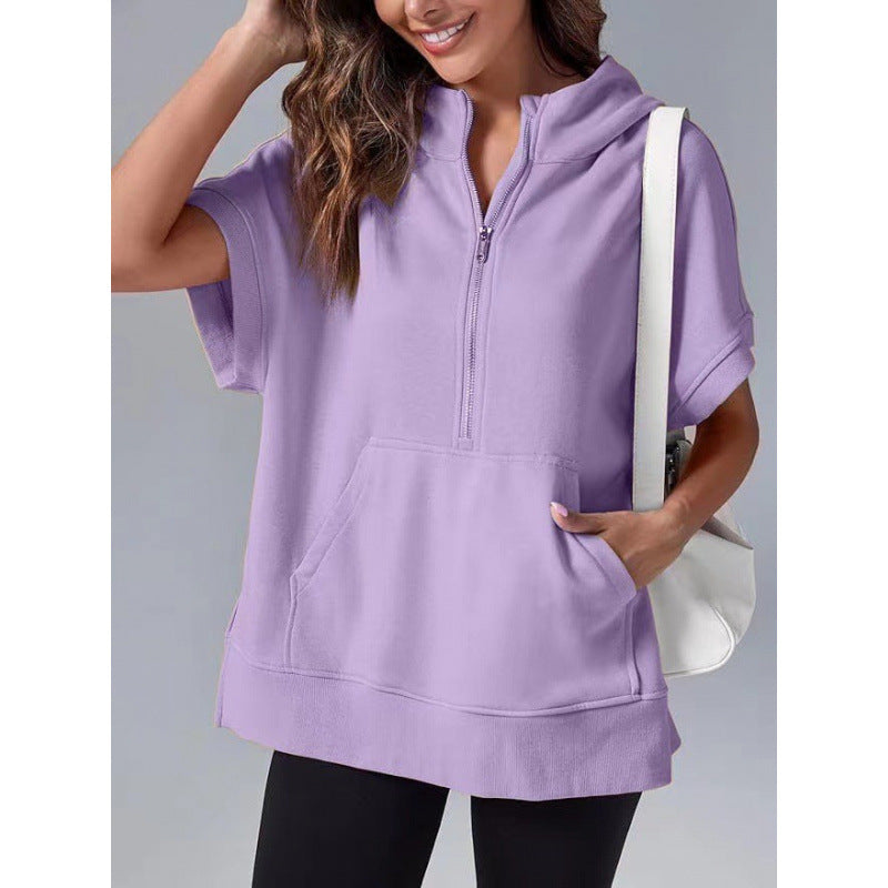 Damen Kapuzenpullover Lässig Mit Taschen Und Reißverschluss