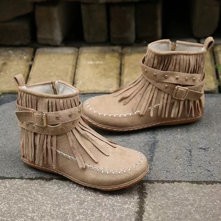 Lederschuhe Frauen Stiefel Mokassin Style Nieten