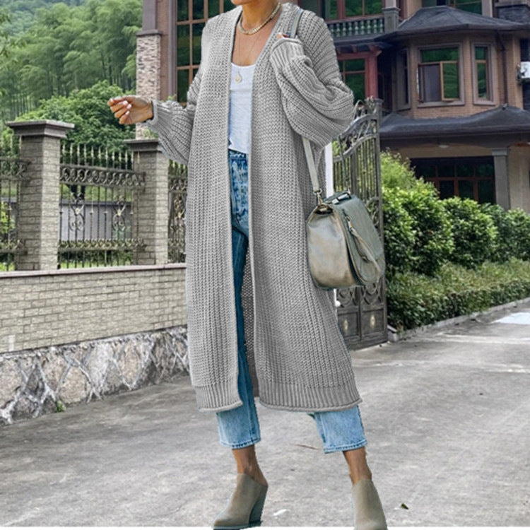 Damen Strickmantel Weit Ärmel Elegantes Design