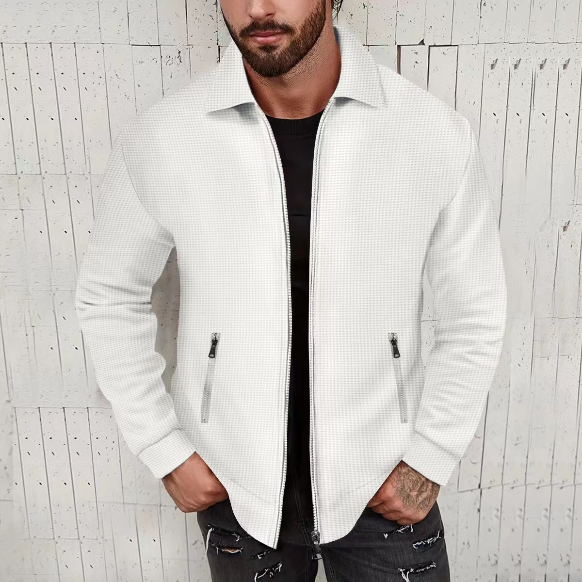 Herren Strickjacke Modern Struktur Optimal Reißverschluss