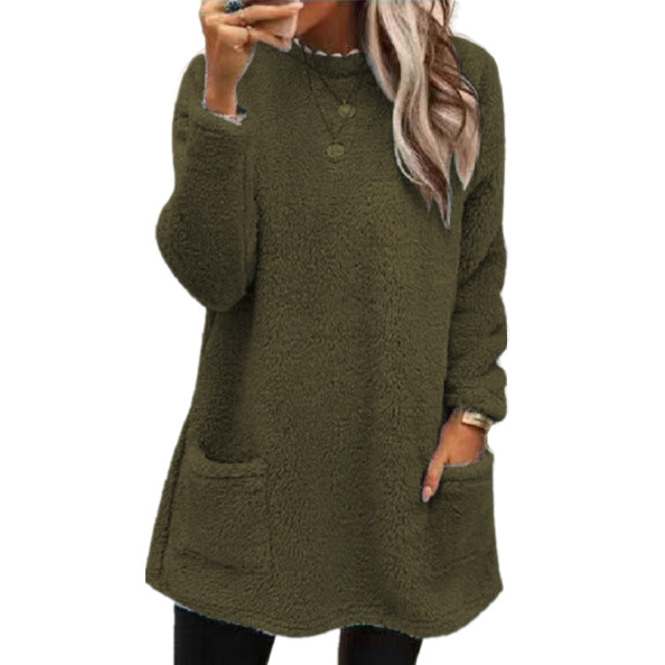 Damen Oversized Pullover Weich mit Taschen
