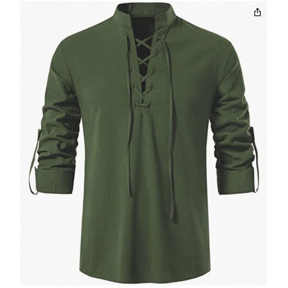 Herren Langarmshirt Lässig Schnüren