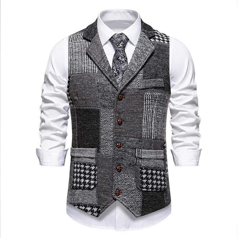 Herren Weste Modern Patchwork Design Praktisch