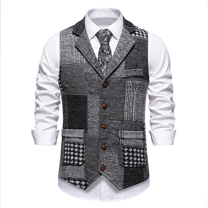 Herren Weste Modern Patchwork Design Praktisch