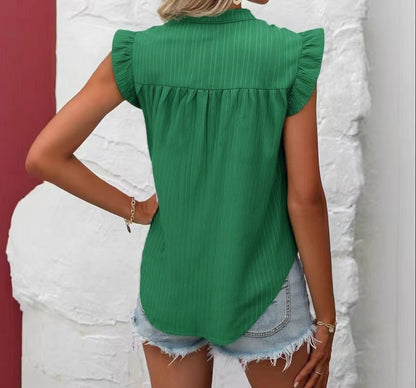 Damen Bluse Rüschen Kurzarm Elegant