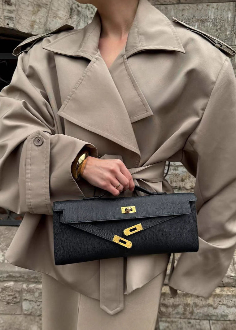 Stylischer Cropped Trenchcoat mit Gürtel - IdealeKleiden