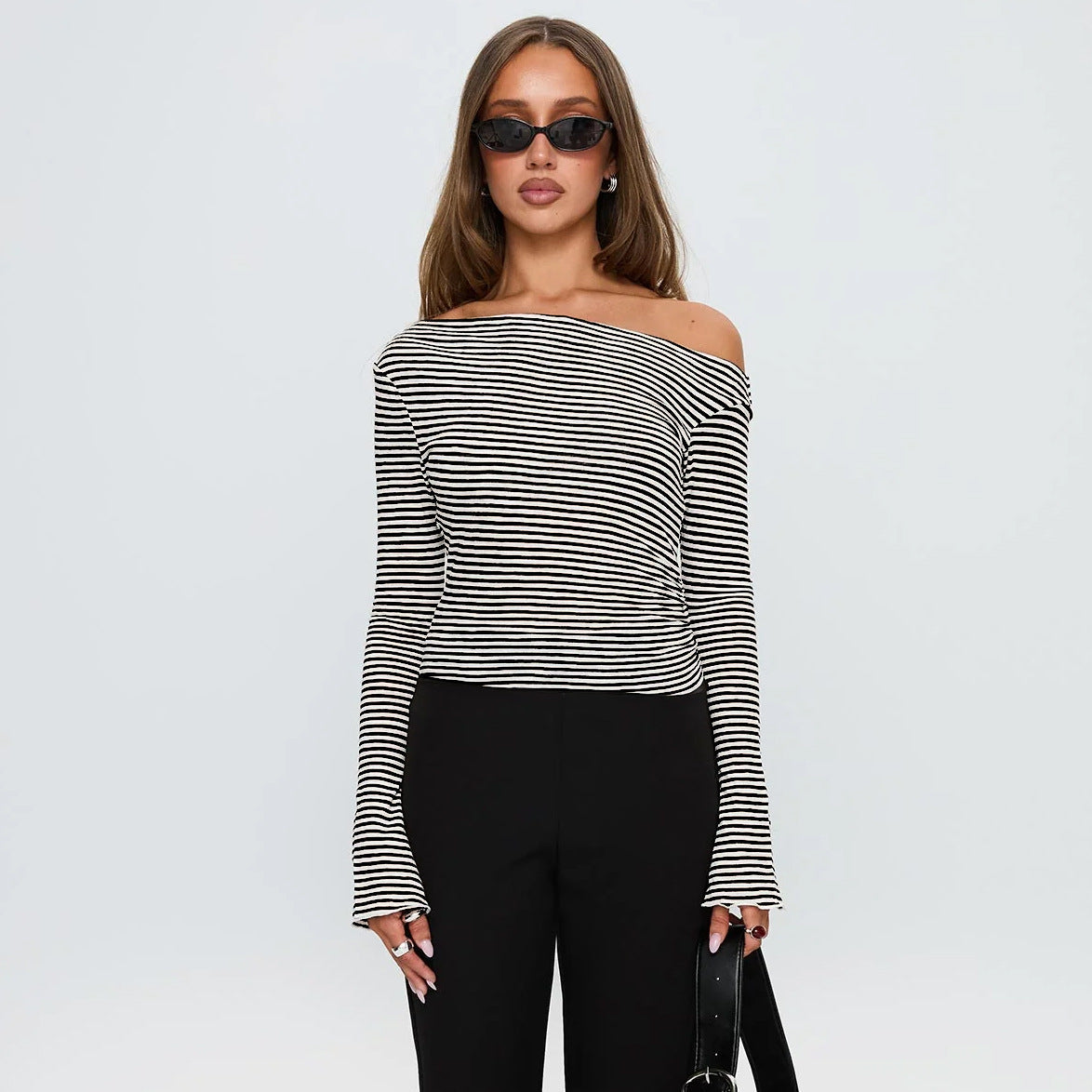 Damen Top Asymmetrisch Punkte Modern Design