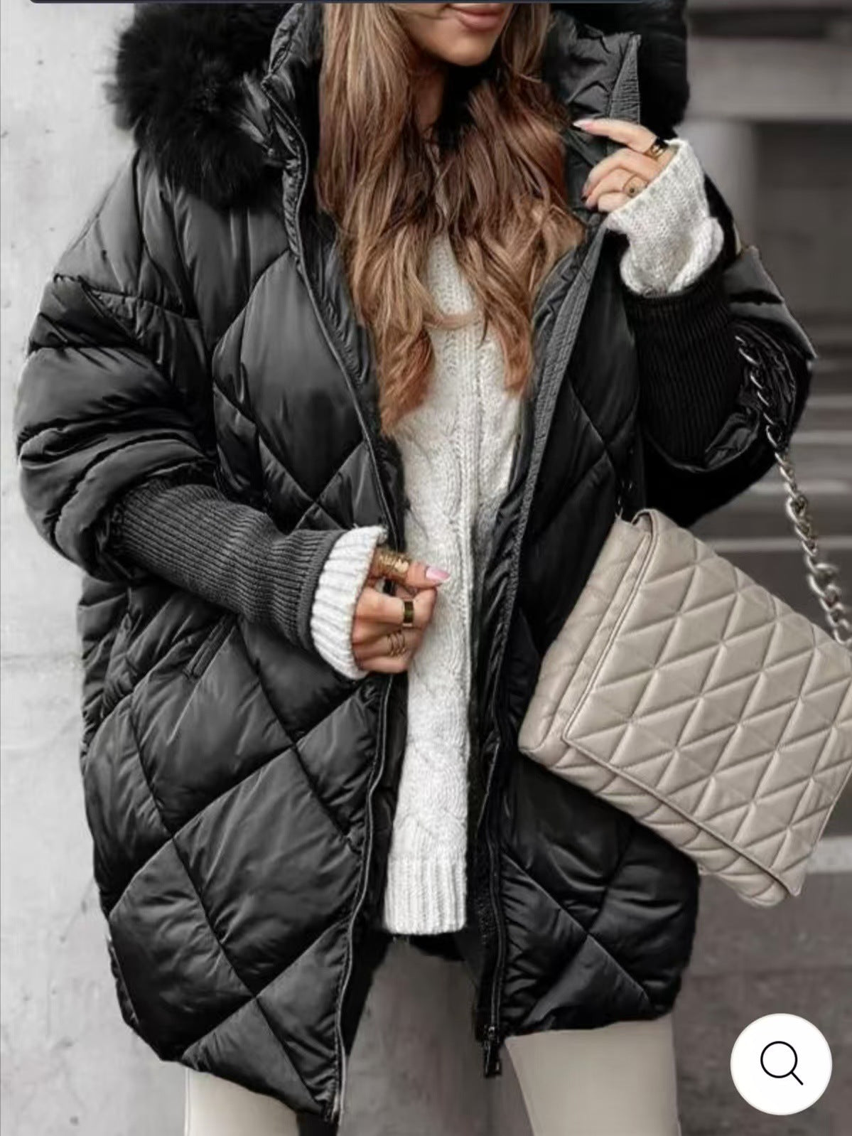 Damen Winterparka Steppjacke Abnehmbare Kapuze