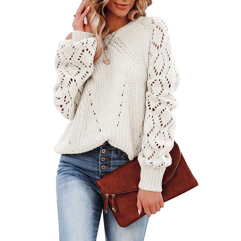 Stilvolle Pullover Damen | Eleganter Hohlstrick Sweater