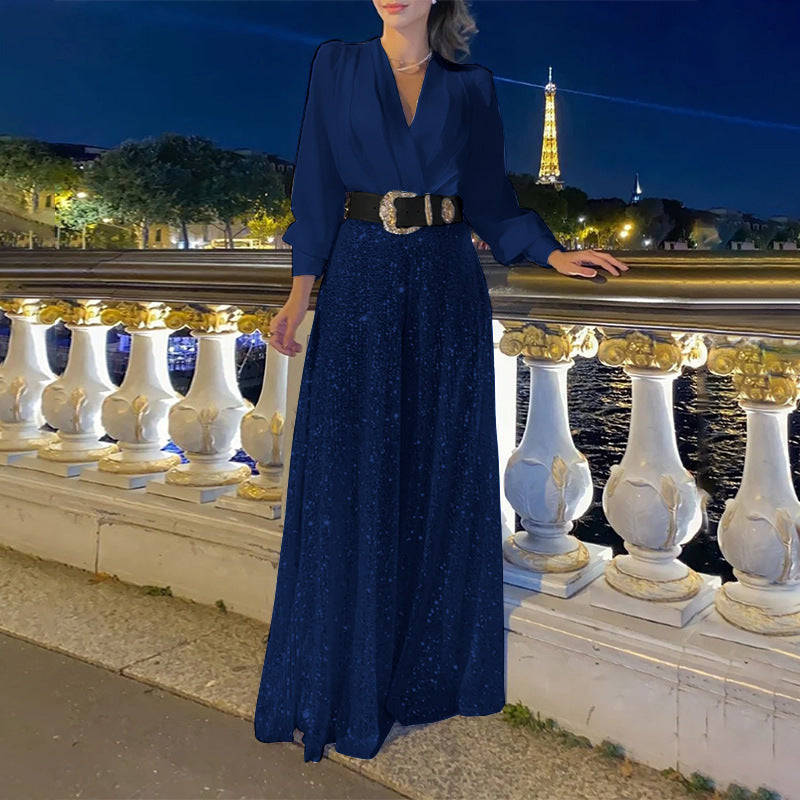 Damen Abendkleid Elegant Schimmernde Blume