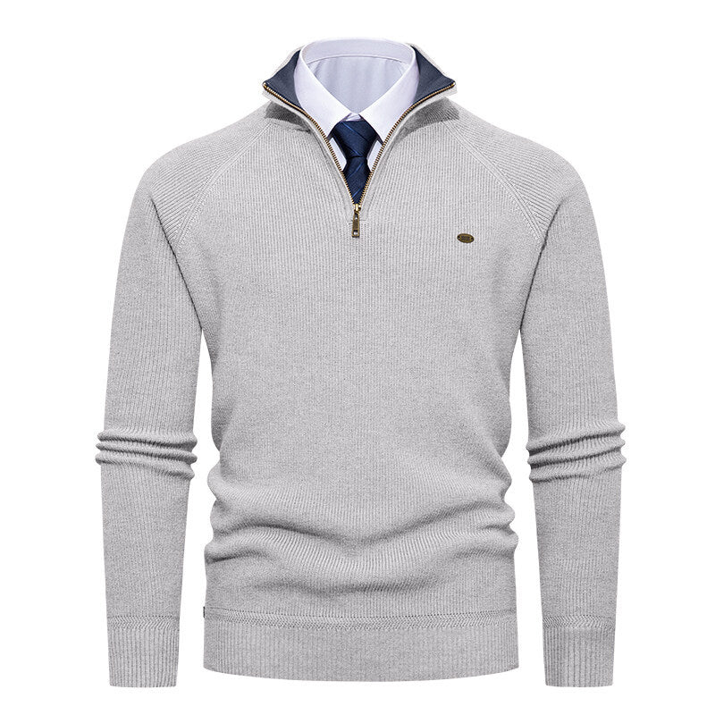 Herren Strickpullover Elegant Stehkragen Reißverschluss
