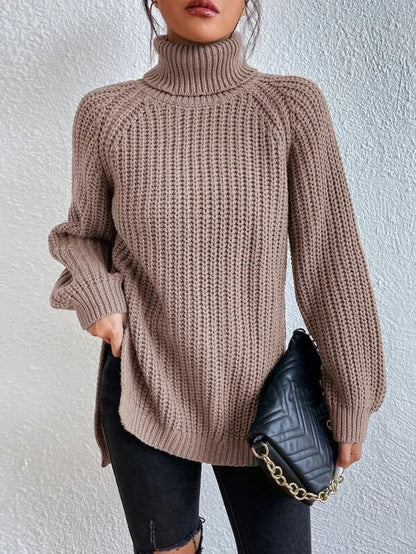 Damen Pullover Langarm Ribbed Oversized Trend