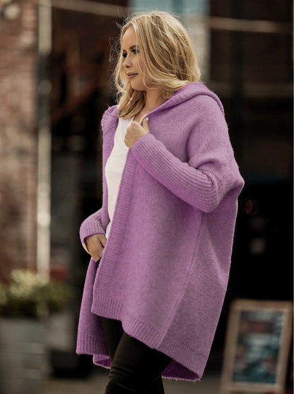 Große Strickjacke Oversized Kapuze Wollmischung